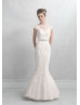 Mermaid Ivory Lace Tulle Jewel Neckline Awesome Wedding Dress